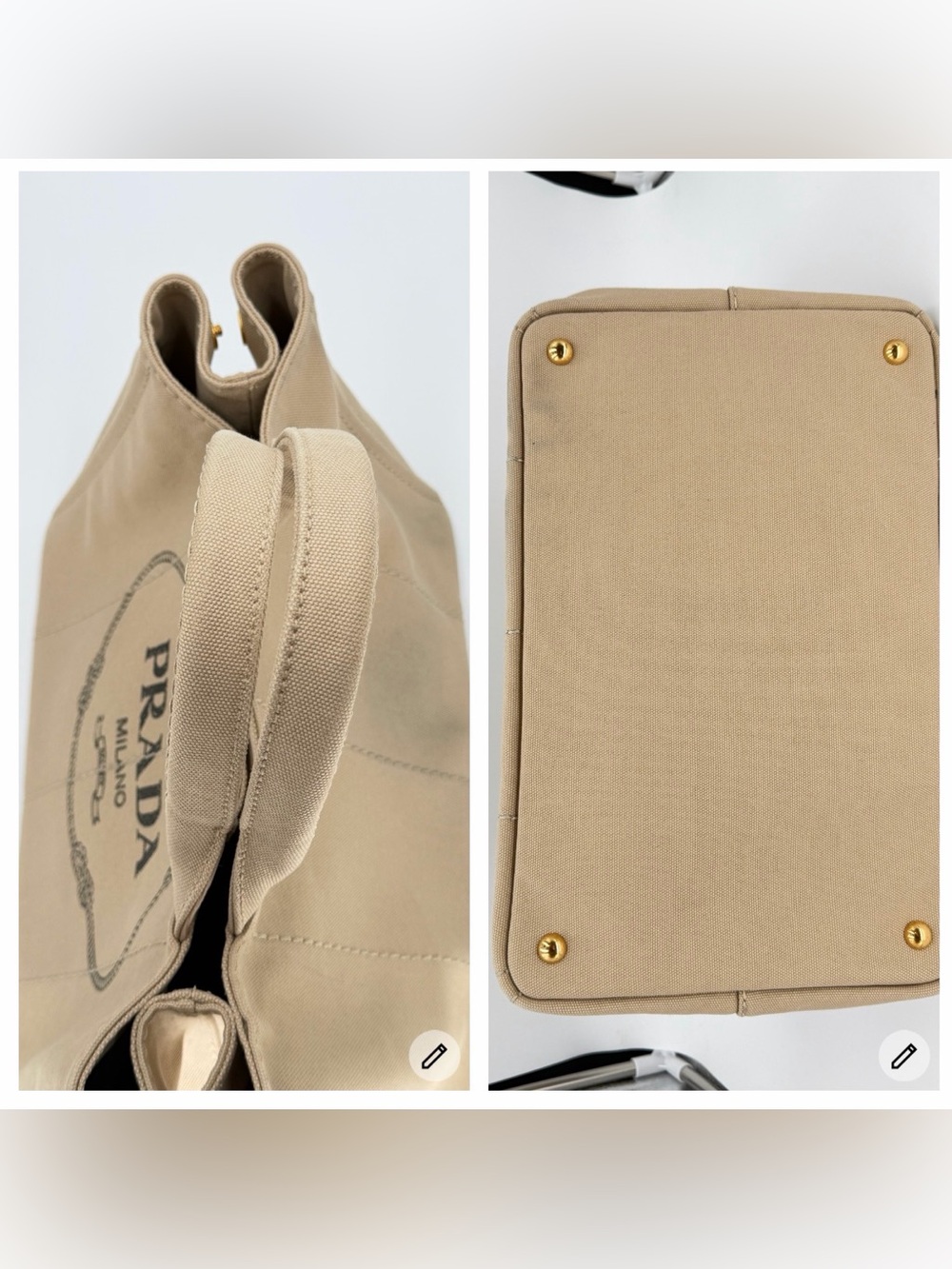 Prada Canapa Large Khaki Tote w/Dust Bag and Entrupy COA Very Good Condition - Picture 8 of 16